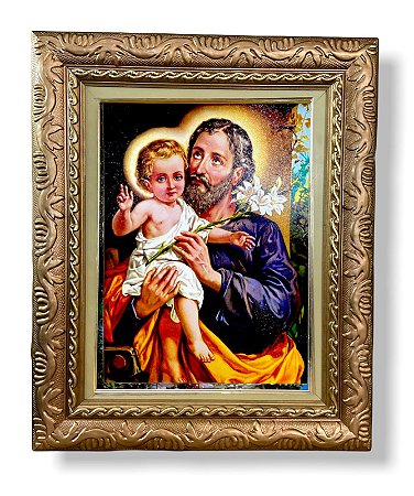 Quadro Parede São José Grande Decorativo Resinado 57x47