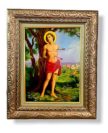 Quadro Parede São Sebastião 57x47 Imagem Resinada Decorativo