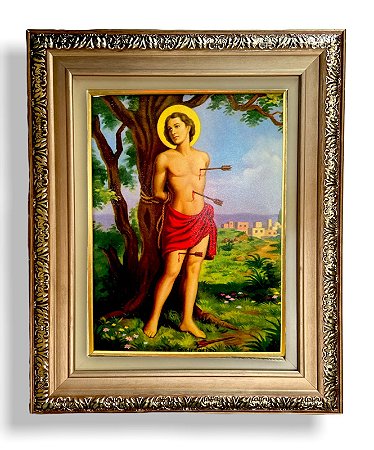 Quadro São Sebastião 57x47 Imagem Resinada Decorativo