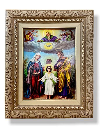 Quadro Grande Sagrada Familia 57x47 Imagem Resinada