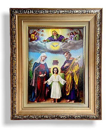 Quadro Decorativo Sagrada Familia 57x47 Imagem Resinada