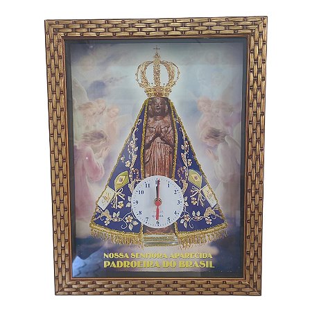 Quadro Relógio Nossa Senhora Aparecida Decorativo 35x45CM