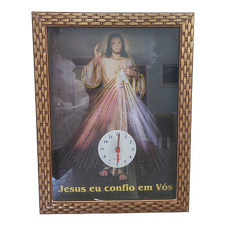 Quadro Relógio Jesus Misericordioso Decorativo 35x45CM