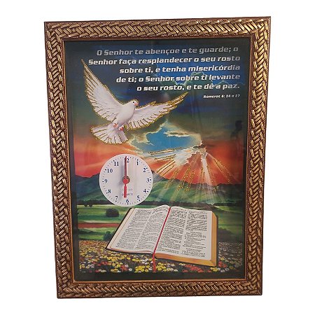 Quadro Relógio Números 6:24 Decorativo 35x45CM
