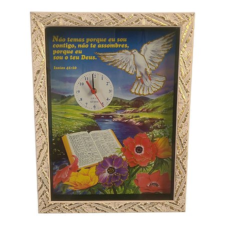 Quadro Relógio Isaias 41:10 Decorativo 35x45CM
