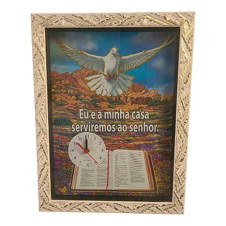 Quadro Relógio Eu E Minha Casa Serviremos Ao Senhor 35x45CM