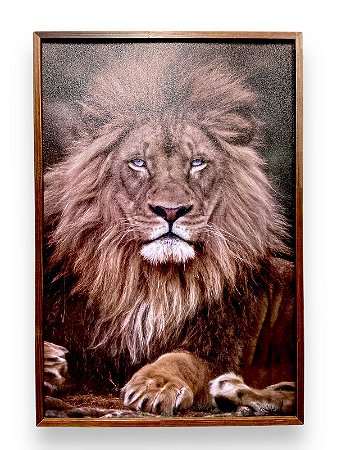 Quadro Decorativo Leão Judá 60X90cm Moderno Moldura Caixa