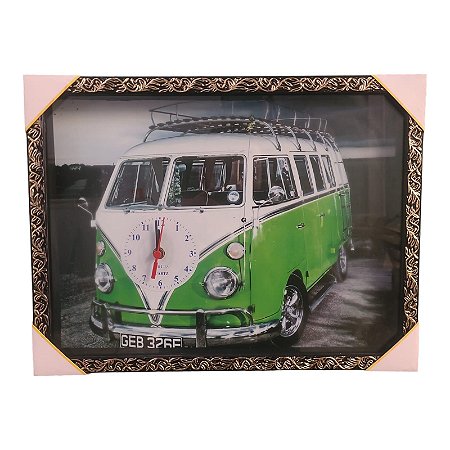 Quadro Relógio Carros Antigo Kombi 35x45Cm Decorativo