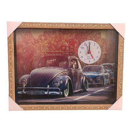 Quadro Relógio Carros Antigo Fusca 35x45Cm Decorativo