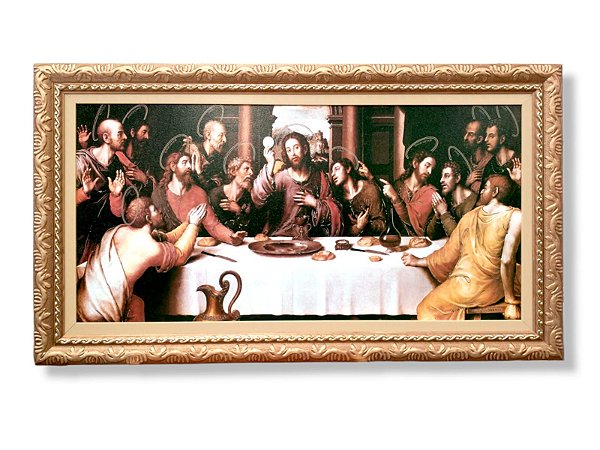 Quadro Decorativo Santa Ceia Barroca Luxo Grande 118x68