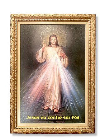 Quadro Decorativo Jesus Misericordioso Luxo Grande 78x108cm