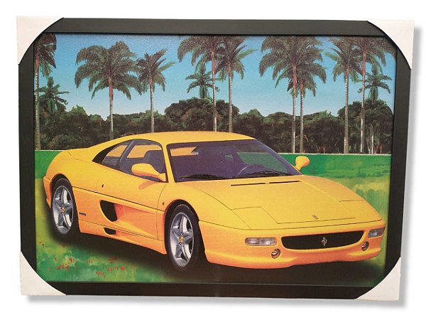 Quadro Decorativo De Parede Ferrari Amarela1973 53x73
