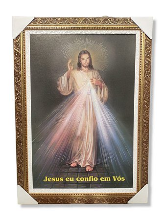Quadro Decorativo Jesus Misericordioso 67x97 Bolachão com Paspatoor