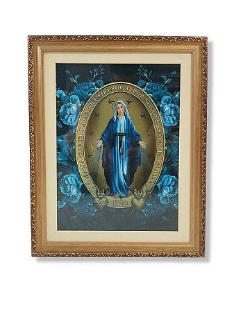 Quadro Decorativo Nossa Senhora Da Medalha Milagrosa 30x40 Luxo C/ Vidro
