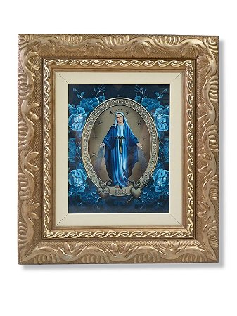 Quadro Decorativo Nossa Senhora Da Medalha Milagrosa 43x38cm Luxo C/Vidro