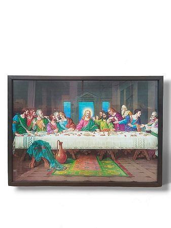 Quadro Decorativo Santa Ceia Tradicional 50x70cm Caixa Alta Preta