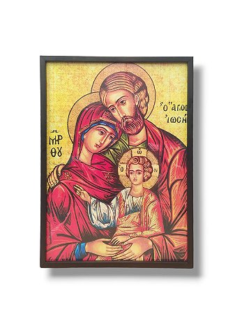 Quadro Decorativo Sagrada Família Bizantina 50x70cm Caixa Alta Preta