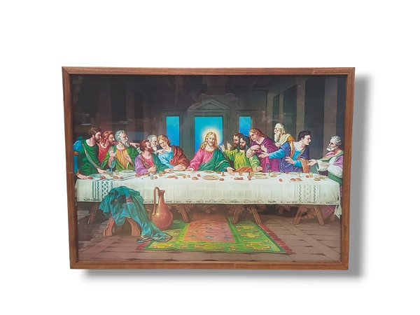 Quadro Decorativo Santa Ceia Tradicional 50x70cm Caixa Alta Marrom