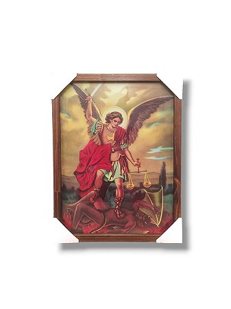 Quadro Decorativo São Miguel  35x45 Caixa Alta c/Vidro Preto