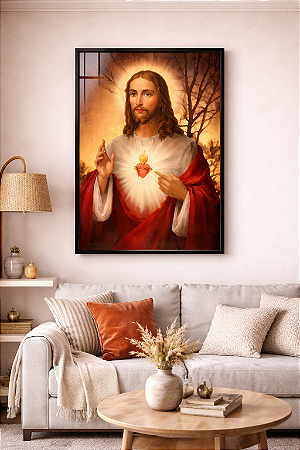 Quadro Religioso Sagrado Coração de Jesus – Arte Sacra Decorativa de Fé