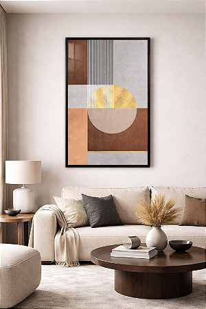 Quadro Abstrato Geométrico Terracota e Dourado – Arte Moderna Decorativa