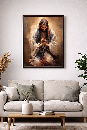 Quadro Decorativo Jesus Cristo em Oração com Moldura – Arte Religiosa
