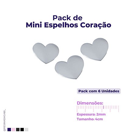 Espelho para Mini Molde de Coração - 6 Unidades