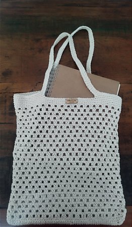 Sacola de crochê natural