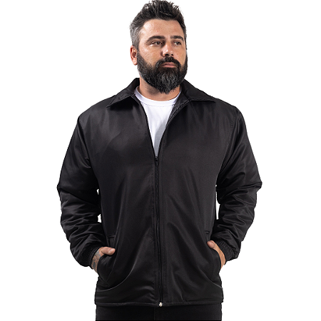 Jaqueta Preta Microfibra Masculina Profissional Uniformes