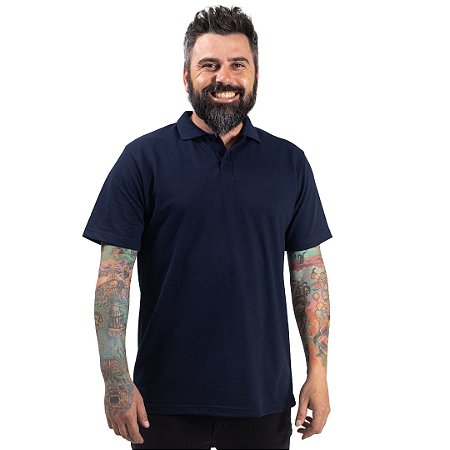 Camisa Polo Azul Marinho Lisa Para Personalizar Uniformes