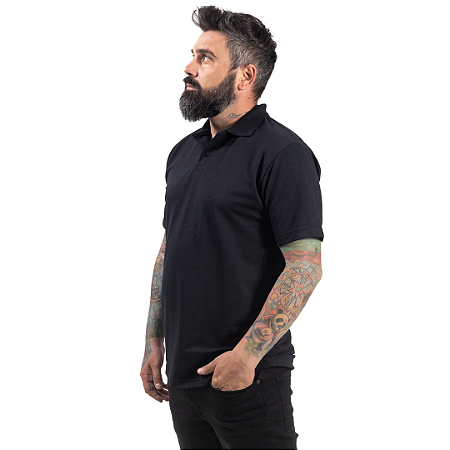Camisa Polo Preta Lisa Para Personalizar Uniformes