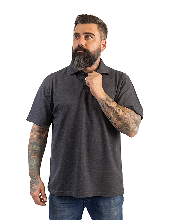 Camisa Polo Cinza Mescla Lisa Para Personalizar Uniformes