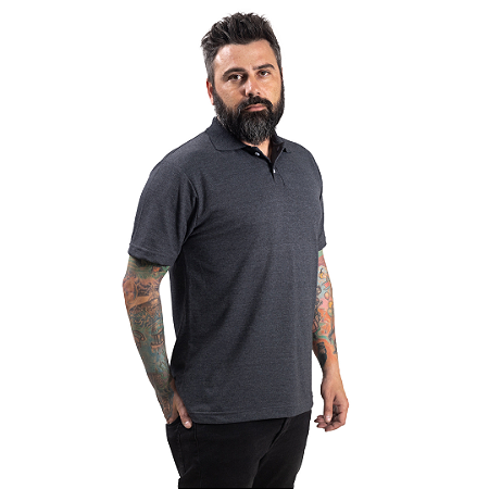 Camisa Polo Cinza Mescla Lisa Para Personalizar Uniformes