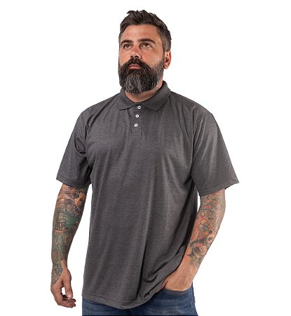 Camisa Polo Cinza Mescla em malha PV Lisa para Personalizar