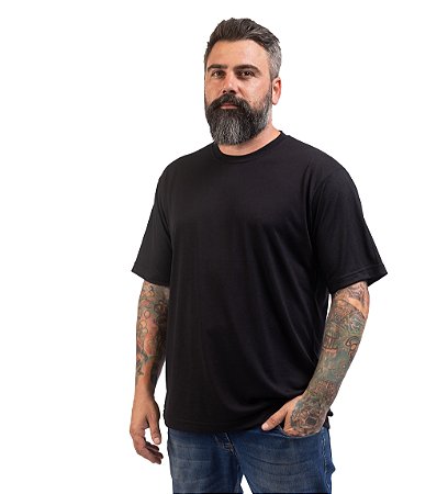 Camiseta Preta Em Malha Pv Lisa Para Personalizar Uniformes