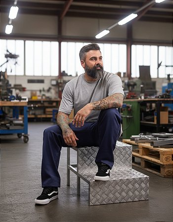 Calça Brim Uniforme Profissional EPI Sem Faixa