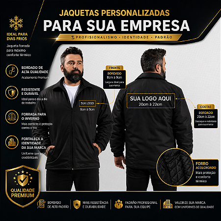 Kit 10 Jaquetas Microfibra Personalizadas 2 Logos Uniformes