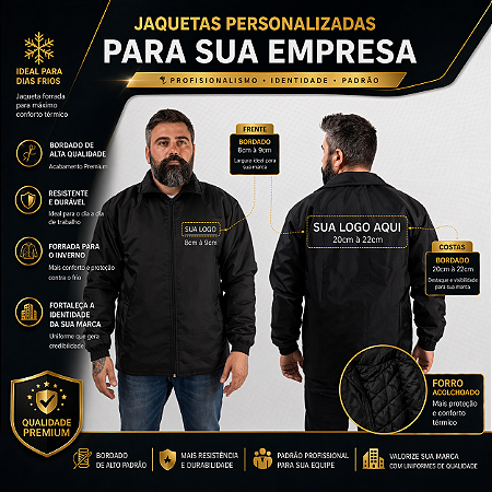 Kit 10 Jaquetas Em Nylon Personalizadas 2 Logos Uniforme