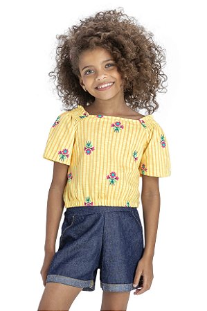Blusa Cropped Ciganinha Listrada