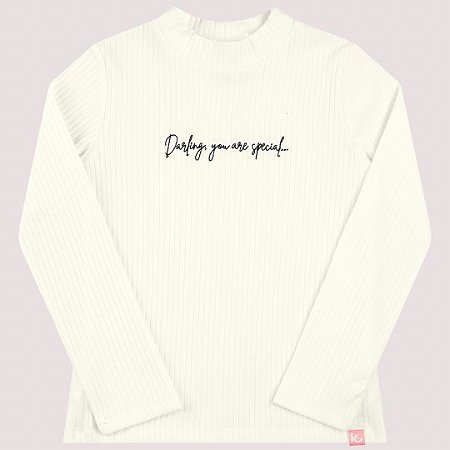 Blusa Darling Manga Longa Canelada