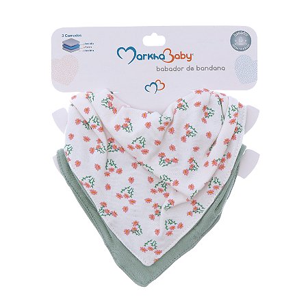 Babador Bandana Floral - 2 peças