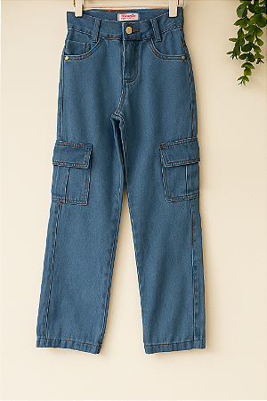 Calça Jeans Cargo Feminina Juvenil