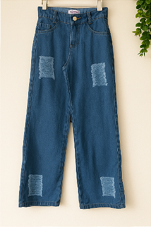 Calça Jeans Wide Leg Feminina Juvenil