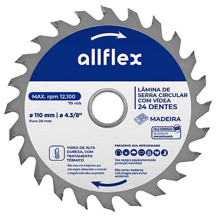 Disco Serra Circular allflex C/Videa 4.3/8P 24 Dentes