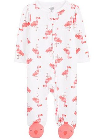 Macacão Flamingo de Zíper com pé