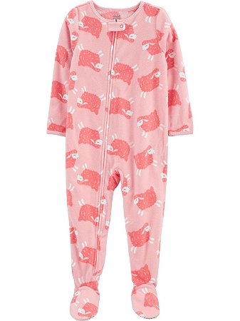 Macacão Fleece Ovelha de Zíper com Pé