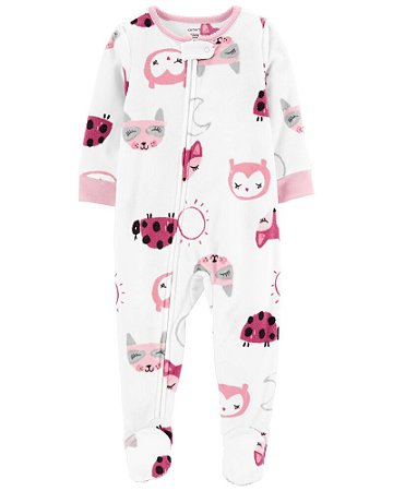 Macacão Fleece Joaninha de Zíper com Pé