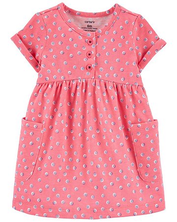 Vestido Rosa de Poá com Tapa-Fralda