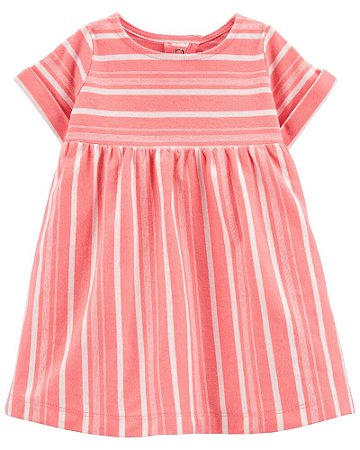 Vestido Listrado Salmon com Tapa-Fralda