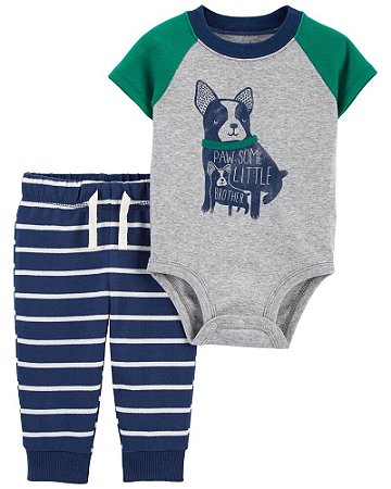 Body Cachorro e Calça Listrada